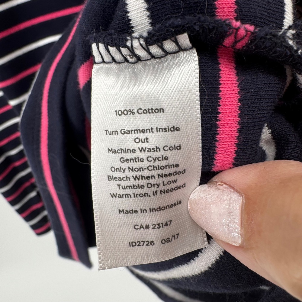 Talbots Womens Navy Pink White Striped Cotton Short Sleeve T-Shirt Dress Size S - Picture 4 of 10